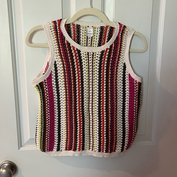 Old Navy Crafted Shell Open Stitch Vest - Multi Stripe - Picture 1 of 4